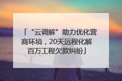 “云调解”助力优化营商环境，20天远程化解百万工程欠款纠纷