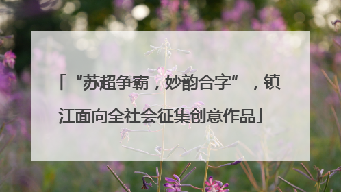 “苏超争霸，妙韵合字”，镇江面向全社会征集创意作品