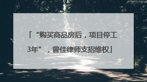 “购买商品房后，项目停工3年”，曾佳律师支招维权
