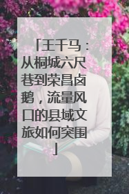 王千马：从桐城六尺巷到荣昌卤鹅，流量风口的县域文旅如何突围