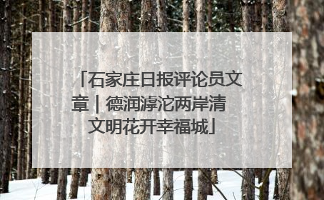 石家庄日报评论员文章｜德润滹沱两岸清 文明花开幸福城
