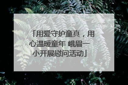 用爱守护童真，用心温暖童年 峨眉一小开展慰问活动