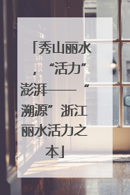秀山丽水，“活力”澎湃——“溯源”浙江丽水活力之本