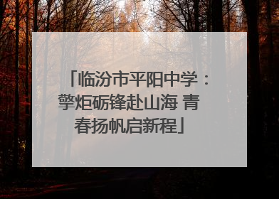 临汾市平阳中学：擎炬砺锋赴山海 青春扬帆启新程