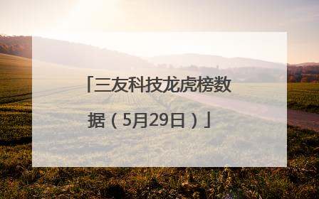 三友科技龙虎榜数据（5月29日）