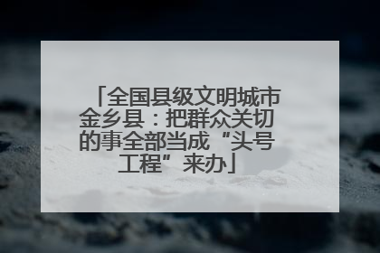 全国县级文明城市金乡县：把群众关切的事全部当成“头号工程”来办