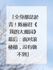 全身都是淤青！陈丽君《我的大观园》幕后：面对滚楼梯，没有做不到