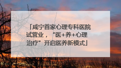 咸宁首家心理专科医院试营业，“医+养+心理治疗”开启医养新模式
