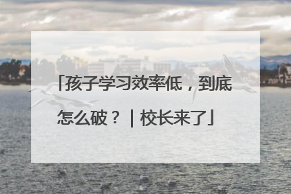 孩子学习效率低，到底怎么破？｜校长来了