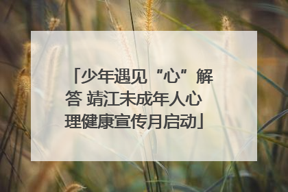 少年遇见“心”解答 靖江未成年人心理健康宣传月启动