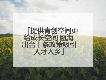 提供青创空间更给成长空间 瓯海出台十条政策吸引人才入乡