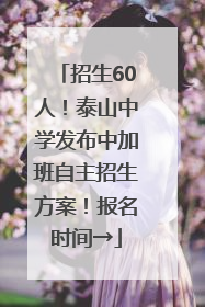 招生60人！泰山中学发布中加班自主招生方案！报名时间→