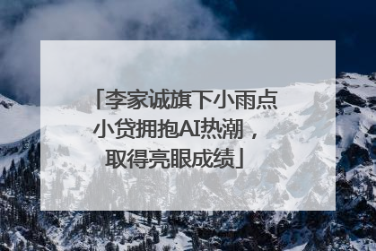 李家诚旗下小雨点小贷拥抱AI热潮，取得亮眼成绩