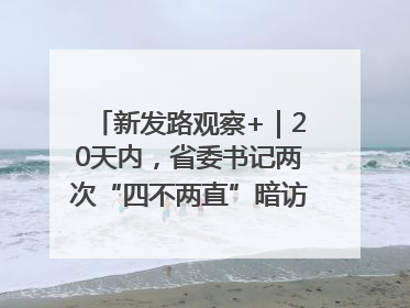 新发路观察+｜20天内，省委书记两次“四不两直”暗访，有何深意？