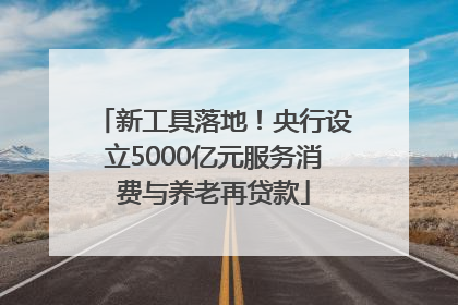 新工具落地！央行设立5000亿元服务消费与养老再贷款