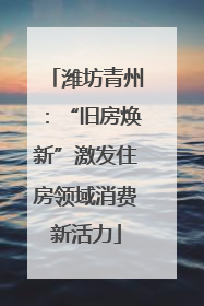 潍坊青州：“旧房焕新”激发住房领域消费新活力