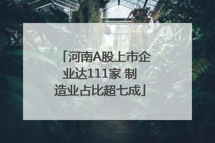 河南A股上市企业达111家 制造业占比超七成