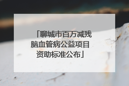 聊城市百万减残脑血管病公益项目资助标准公布