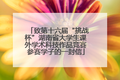 致第十六届“挑战杯”湖南省大学生课外学术科技作品竞赛参赛学子的一封信