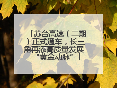 苏台高速（二期）正式通车，长三角再添高质量发展“黄金动脉”