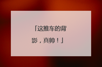 这推车的背影，真帅！