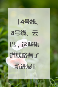 4号线、8号线、云巴，这些轨道线路有了新进展